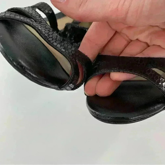 Gianni Bini heels size 6.5 black leather snakeskin embossed lace up party - Picture 9 of 12